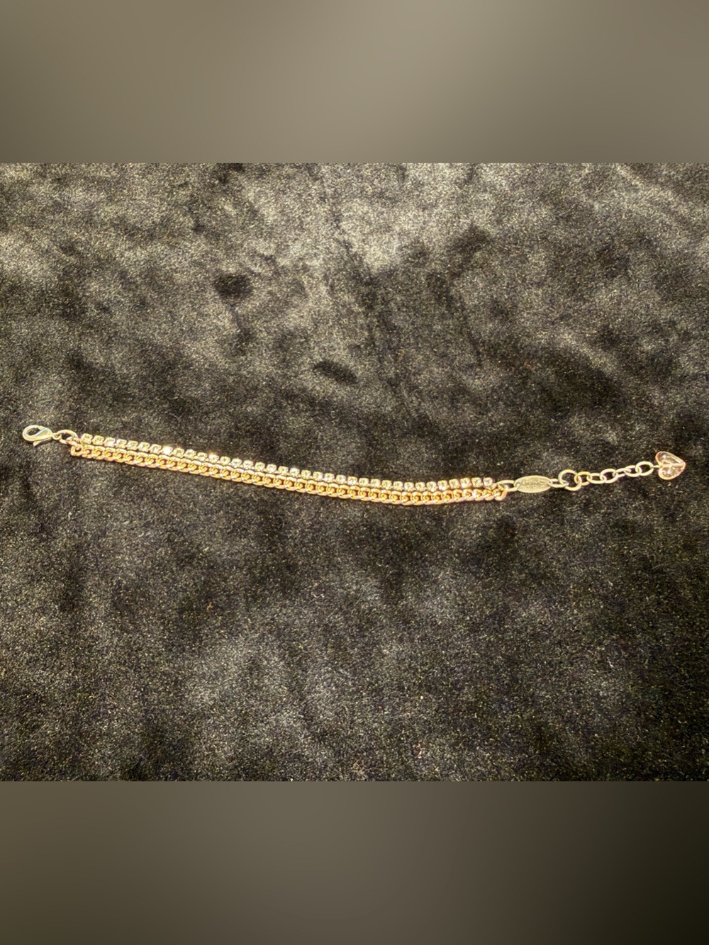Sabika double stand bracelet - rose gold chain and clear crystal